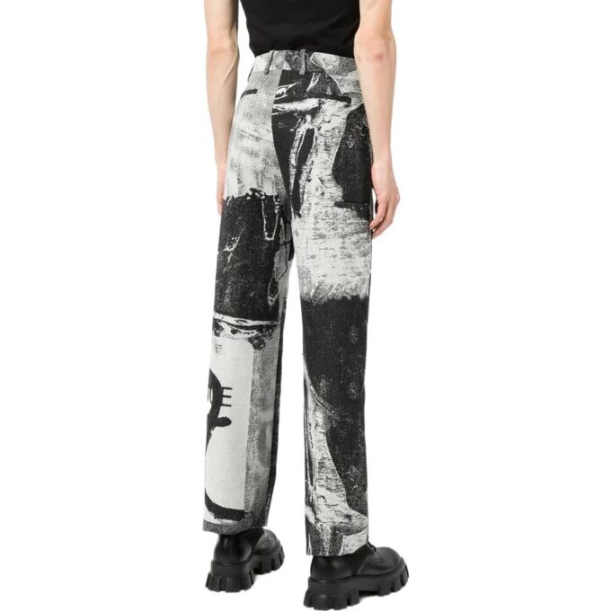 Off-White Herre SS22 Blæk Høy Midje Rett Casual Bukser/Løse Bukser