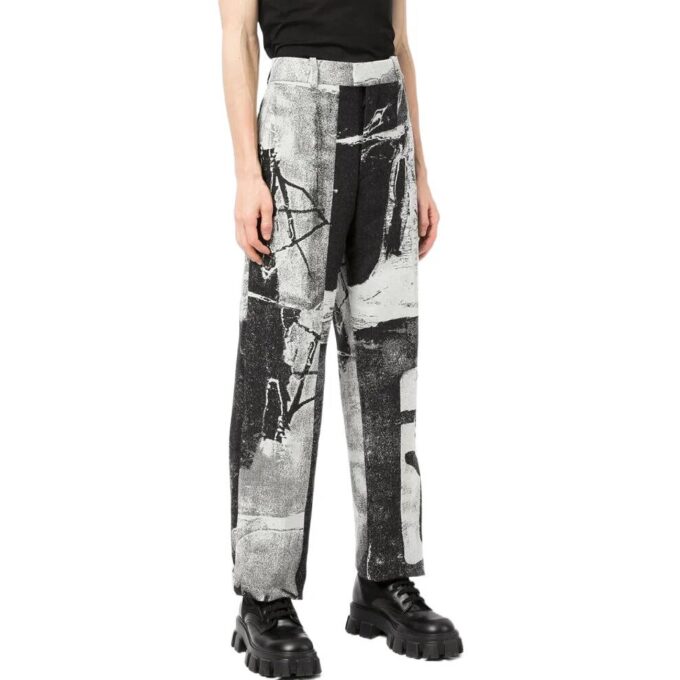 Off-White Herre SS22 Blæk Høy Midje Rett Casual Bukser/Løse Bukser