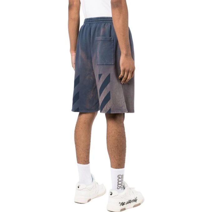 Off-White Herre SS22 Bleach Snøring Lacing Rette Shorts Vanlig versjon Blå