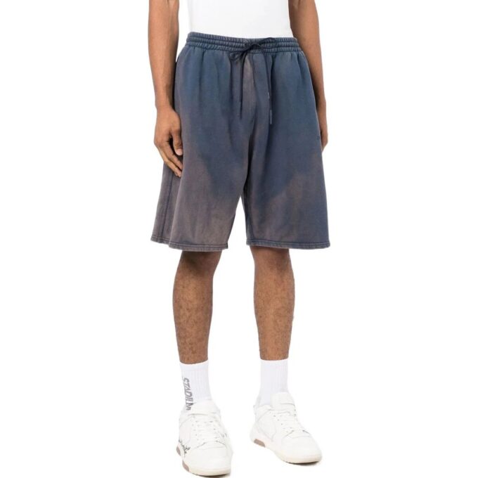Off-White Herre SS22 Bleach Snøring Lacing Rette Shorts Vanlig versjon Blå