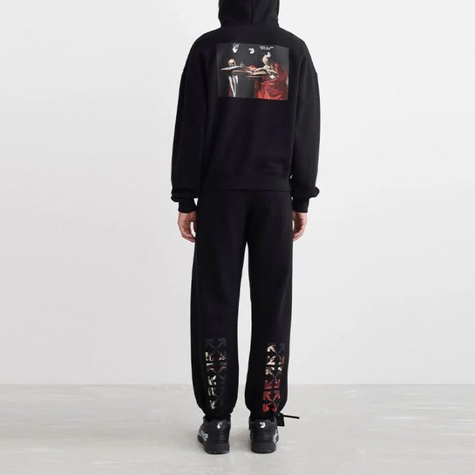 Off-White Herre SS22 Caravaggio-maleri-trykk, hette, lange ermer, svart