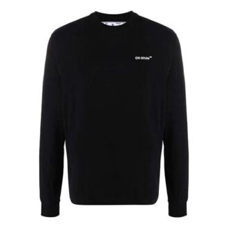 Off-White Herre SS22 Caravaggio pil-alfabet langermet løs passform svart T-skjorte
