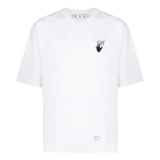 Off-White Herre SS22 Caravaggio pilemønster med logo-trykk, rund hals, kort ermet, hvit T-skjorte