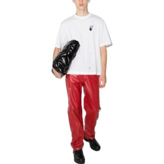 Off-White Herre SS22 Caravaggio pilemønster med logo-trykk, rund hals, kort ermet, hvit T-skjorte