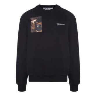 Off-White Herre SS22 Character Logo-trykk Rund hals Langermet Svart
