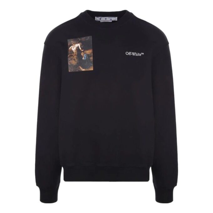 Off-White Herre SS22 Character Logo-trykk Rund hals Langermet Svart