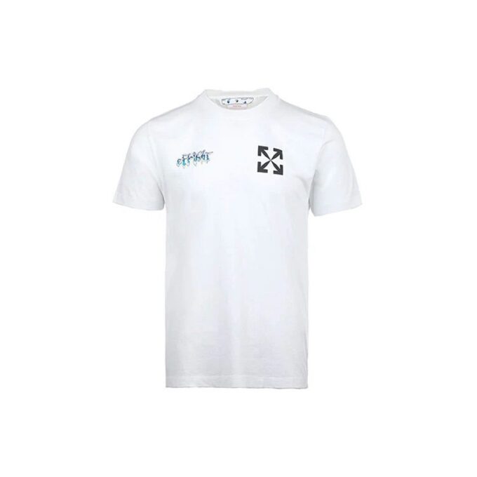 Off-White Herre SS22 Chest Classic Arrow Alphabet Printing Kortærmet Hvit T-skjorte