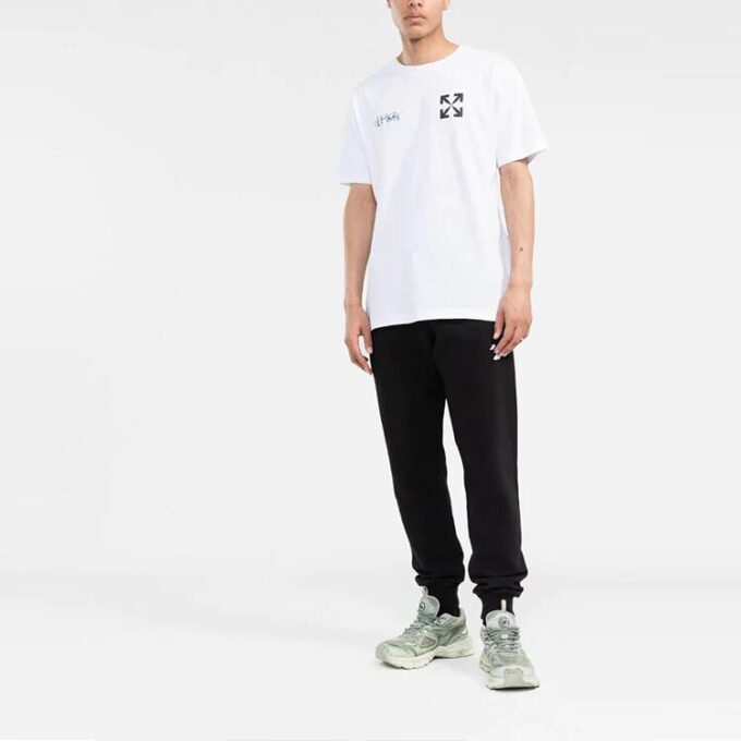 Off-White Herre SS22 Chest Classic Arrow Alphabet Printing Kortærmet Hvit T-skjorte