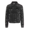 Off-White Herre SS22 Denimjakke med trykk, svart