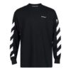 Off-White Herre SS22 Diag Alphabet Stripe Pattern Pullover Langermet Løs Passform Svart T-skjorte