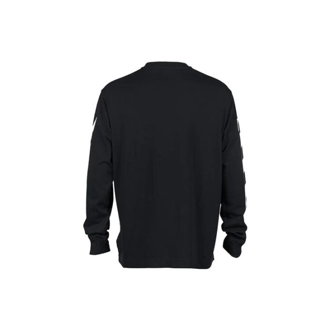 Off-White Herre SS22 Diag Alphabet Stripe Pattern Pullover Langermet Løs Passform Svart T-skjorte