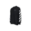 Off-White Herre SS22 Diag Alphabet Stripe Pattern Pullover Langermet Løs Passform Svart T-skjorte