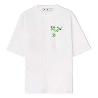 Off-White Herre SS22 Diagonal Arrow Spray Painting Kortærmet Løs Passform Hvit T-skjorte
