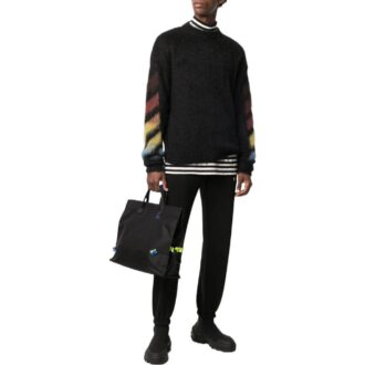 Off-White Herre SS22 Diagonale striper Bundle Feet Casual Sportsbukser/Joggebukser Versjon Svart