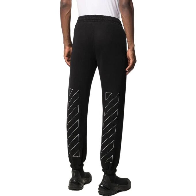 Off-White Herre SS22 Diagonale striper Bundle Feet Casual Sportsbukser/Joggebukser Versjon Svart