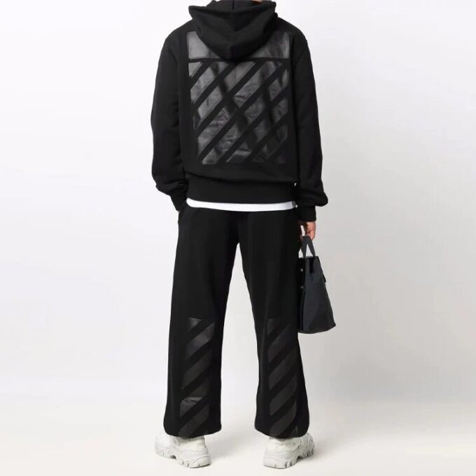 Off-White Herre SS22 Diagonale striper Bundle Feet Sportsbukser/Joggebukser Svart