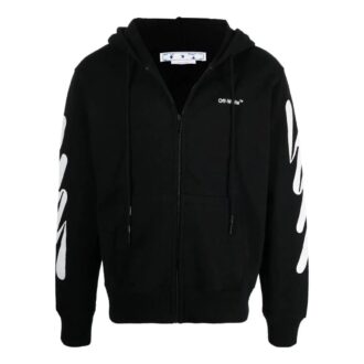 Off-White Herre SS22 Diagonale striper med trykk og glidelås, jakkeversjon, svart