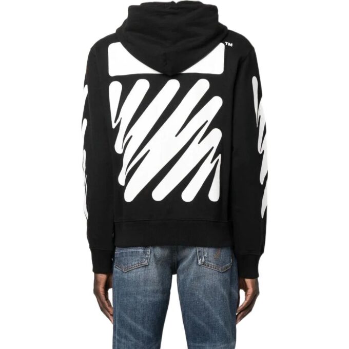 Off-White Herre SS22 Diagonale striper med trykk og glidelås, jakkeversjon, svart