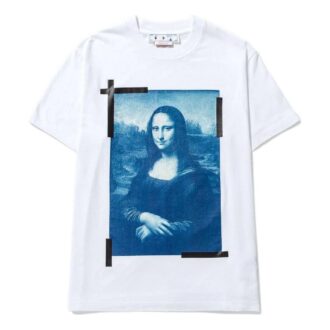 Off-White Herre SS22 Elizabeth-trykk Rundhalset genser Kortærmet hvit T-skjorte