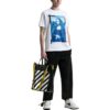 Off-White Herre SS22 Elizabeth-trykk Rundhalset genser Kortærmet hvit T-skjorte