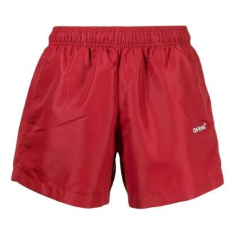 Off-White Herre SS22 Ensfargede shorts med logotrykk Rød