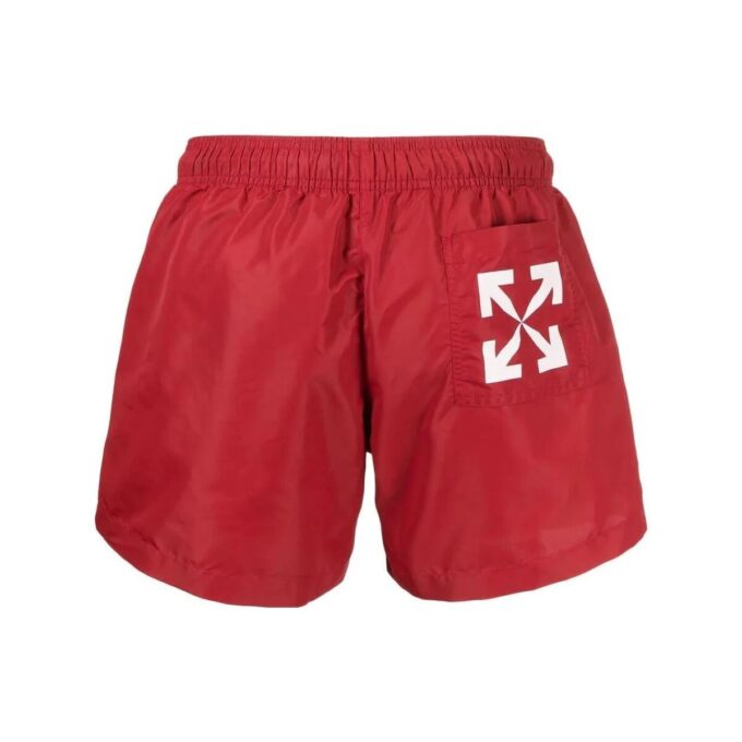 Off-White Herre SS22 Ensfargede shorts med logotrykk Rød