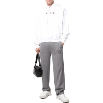 Off-White Herre SS22 ensfargede sportsbukser med snøring/joggebukse, løs passform, grå