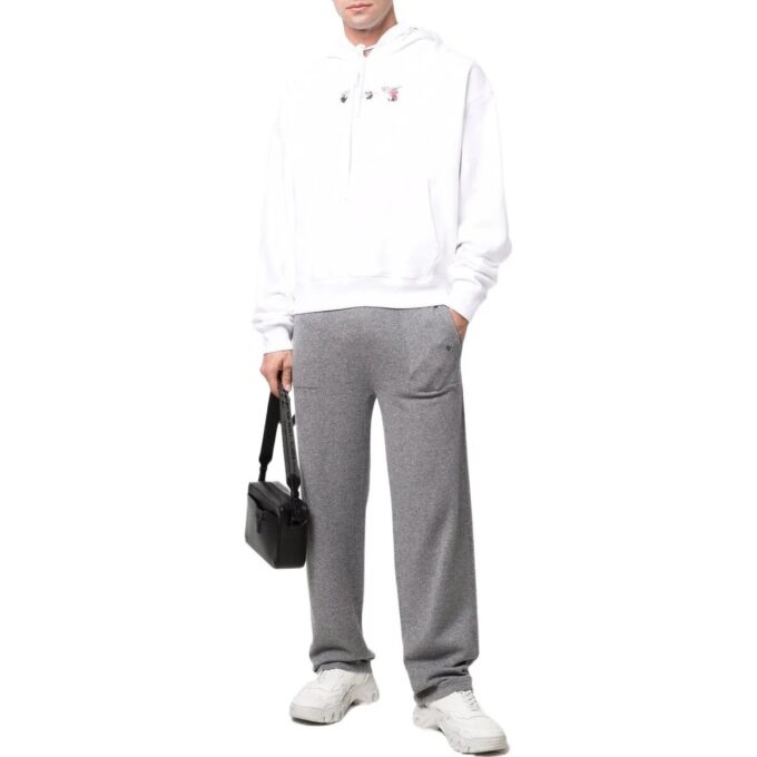 Off-White Herre SS22 ensfargede sportsbukser med snøring/joggebukse, løs passform, grå