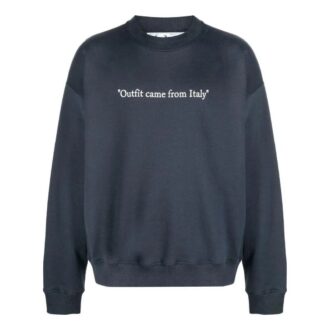 Off-White Herre SS22 Ensfarget Alfabet Rundhalset Pullover Langermet Versjon Blå