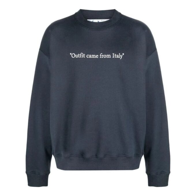 Off-White Herre SS22 Ensfarget Alfabet Rundhalset Pullover Langermet Versjon Blå