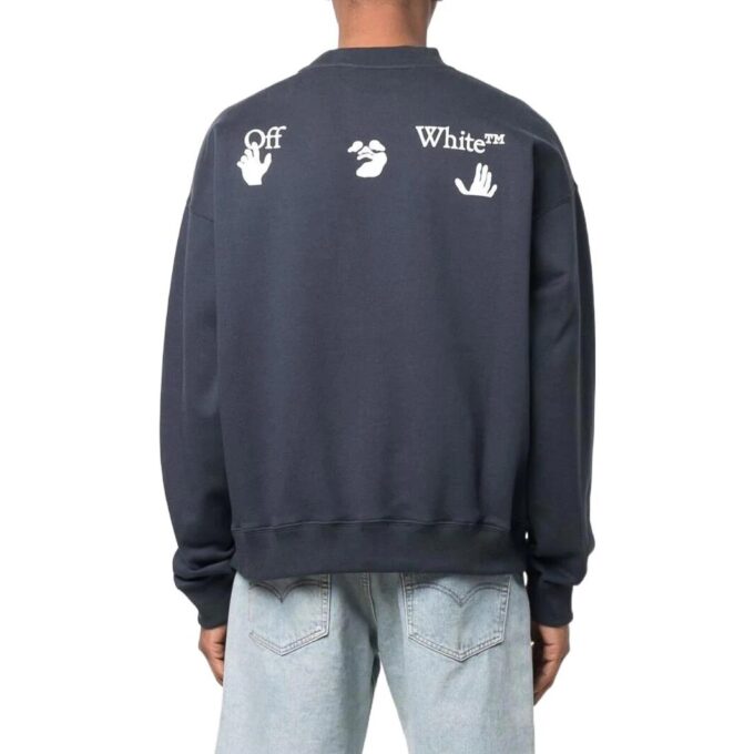 Off-White Herre SS22 Ensfarget Alfabet Rundhalset Pullover Langermet Versjon Blå
