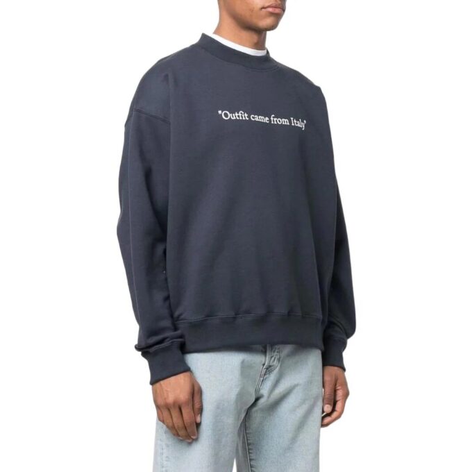 Off-White Herre SS22 Ensfarget Alfabet Rundhalset Pullover Langermet Versjon Blå