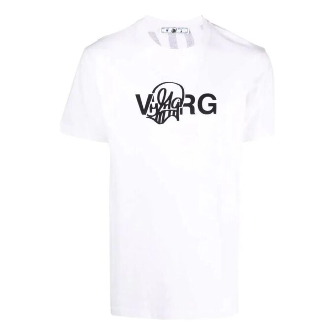 Off-White Herre SS22 Ensfarget Alfabet-trykk Rundhalset Shorts Versjon Hvit T-skjorte