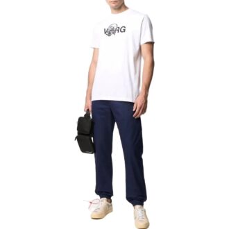 Off-White Herre SS22 Ensfarget Alfabet-trykk Rundhalset Shorts Versjon Hvit T-skjorte