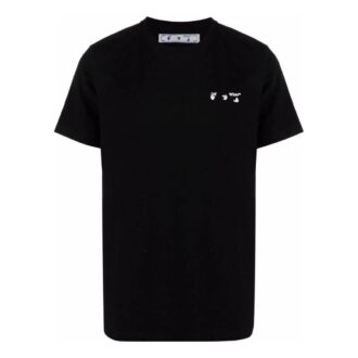 Off-White Herre SS22 Ensfarget Alfabetlogo-trykk Rundhalset Kortærmet Versjon Svart T-skjorte