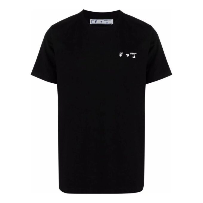 Off-White Herre SS22 Ensfarget Alfabetlogo-trykk Rundhalset Kortærmet Versjon Svart T-skjorte