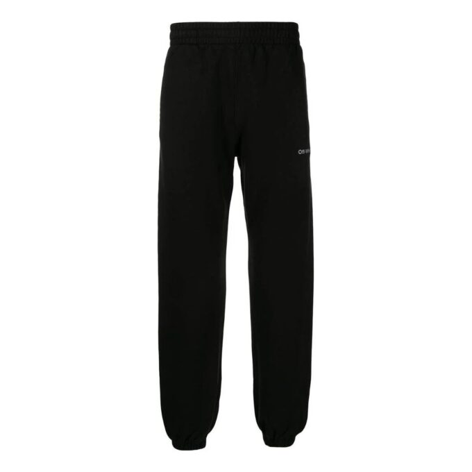 Off-White Herre SS22 Ensfarget Alfabetlogo-trykk Sportsbukser/Joggebukser Versjon Svart