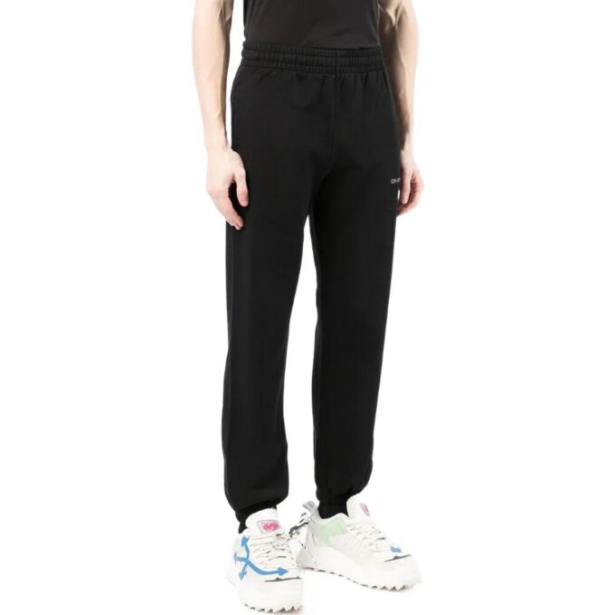 Off-White Herre SS22 Ensfarget Alfabetlogo-trykk Sportsbukser/Joggebukser Versjon Svart