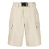 Off-White Herre SS22 Ensfarget Bermudashorts med høy midje, minimalistisk utførelse, beige