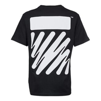 Off-White Herre SS22 ensfarget bomulls-Shorts med trykk, kort ermet, svart