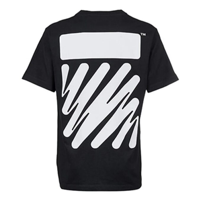 Off-White Herre SS22 ensfarget bomulls-Shorts med trykk, kort ermet, svart