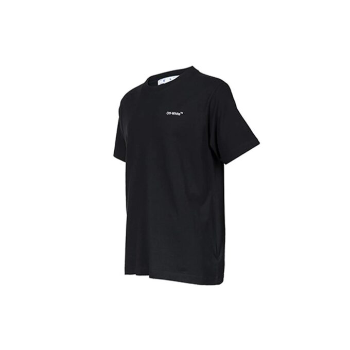 Off-White Herre SS22 ensfarget bomulls-Shorts med trykk, kort ermet, svart