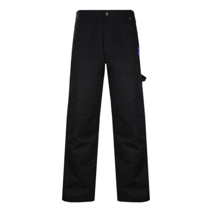 Off-White Herre SS22 Ensfarget Cargo-bukser med rette ben, uformell, svart