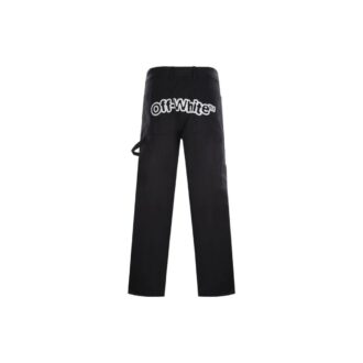 Off-White Herre SS22 Ensfarget Cargo-bukser med rette ben, uformell, svart