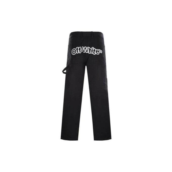 Off-White Herre SS22 Ensfarget Cargo-bukser med rette ben, uformell, svart