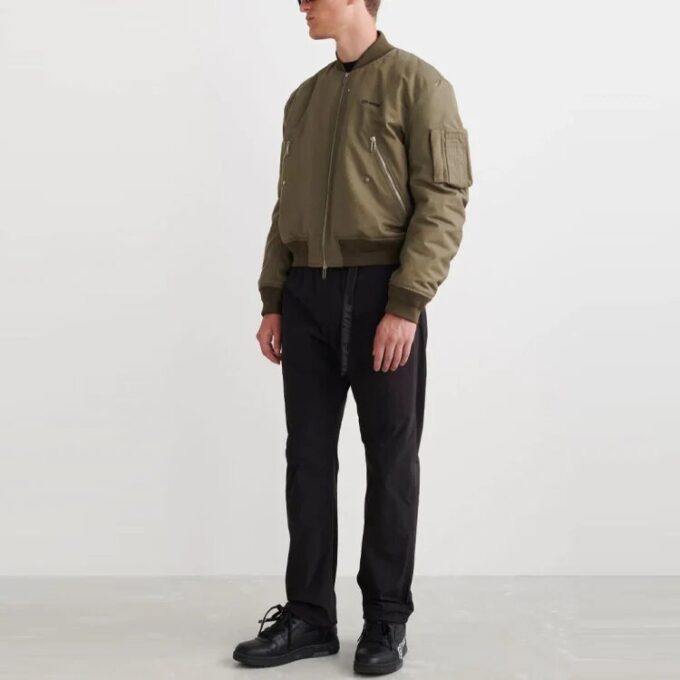 Off-White Herre SS22 Ensfarget Casual-bukser med rette ben, svart