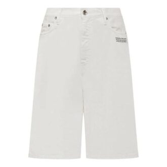 Off-White Herre SS22 Ensfarget Casual Denim Shorts med Høy Midje Hvit