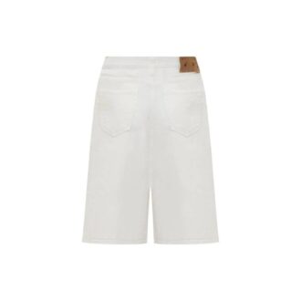Off-White Herre SS22 Ensfarget Casual Denim Shorts med Høy Midje Hvit