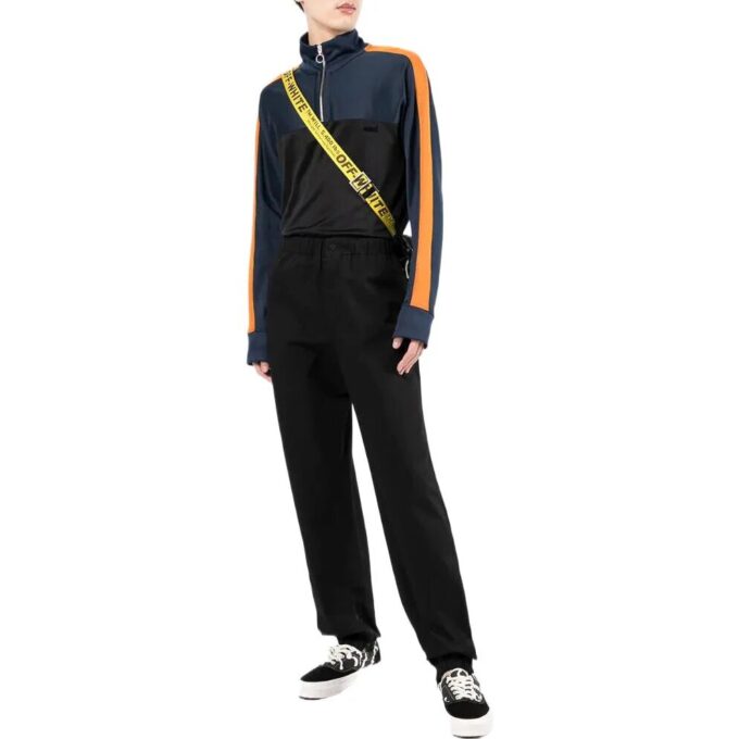 Off-White Herre SS22 Ensfarget elastisk linning, rette fritidsbukser/bukser, svart