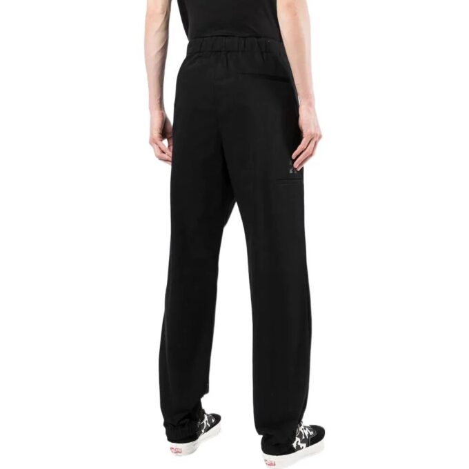 Off-White Herre SS22 Ensfarget elastisk linning, rette fritidsbukser/bukser, svart